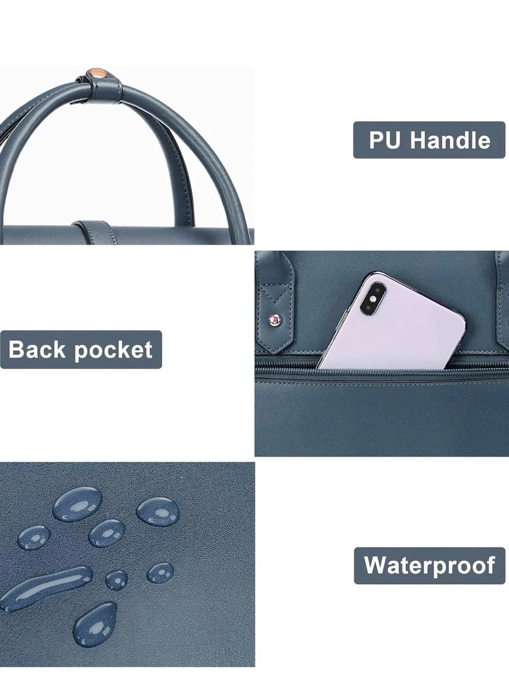 Elegant Blue Bow-Accent Laptop Tote Bag